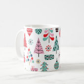 Moderner Weihnachtsbaum | Fröhliches Urlaubsmuster Kaffeetasse (Vorderseite Links)