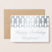 Moderner Weihnachtsbaum Geometrie Geburtstag Folienkarte (Vorderseite mit Umschlag)