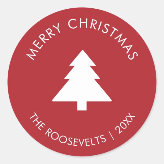 Moderner Weihnachtsbaum-Geschenketikett-Umschlag A Runder Aufkleber (Vorderseite)