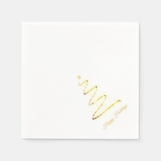 Moderner Weihnachtsbaum - golden&weiß - diagonal Serviette (Vorderseite)