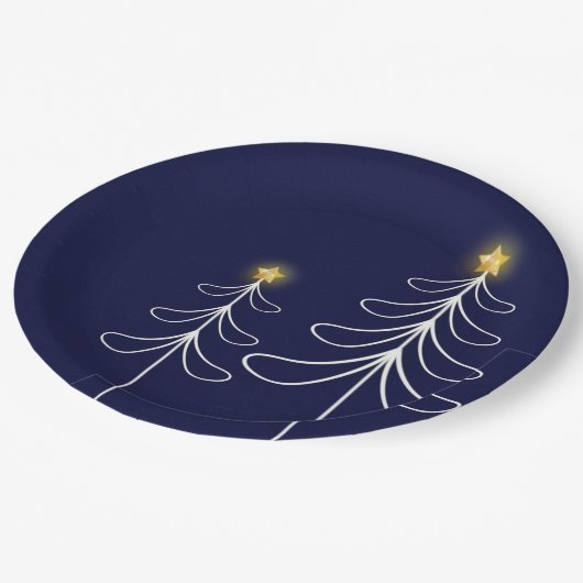 Moderner Weihnachtsbaum Graphic Pappteller (Schrägansicht)