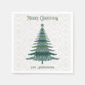 Moderner Weihnachtsbaum Grün Personalisiert Serviette (Vorderseite)