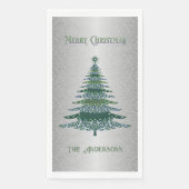 Moderner Weihnachtsbaum Grün Silbername Ornamente Serviette (Vorderseite)