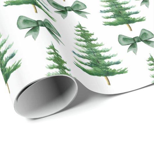 Moderner Weihnachtsbaum Grüne Pine Tree Geschenkpapier (Rolleneckpunkt)