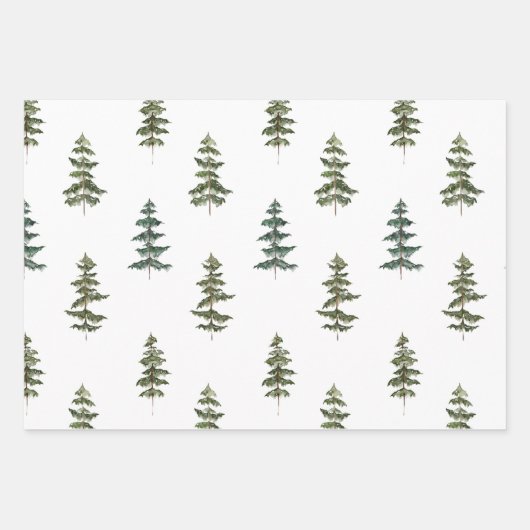 Moderner Weihnachtsbaum Grüne Pine Tree Geschenkpapier Set (Vorderseite 3)