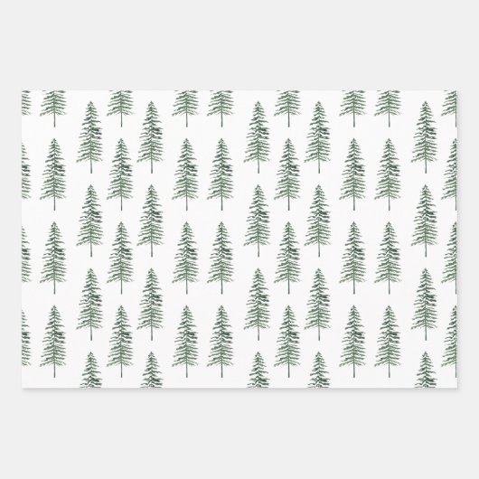 Moderner Weihnachtsbaum Grüne Pine Tree Geschenkpapier Set (Vorderseite 3)