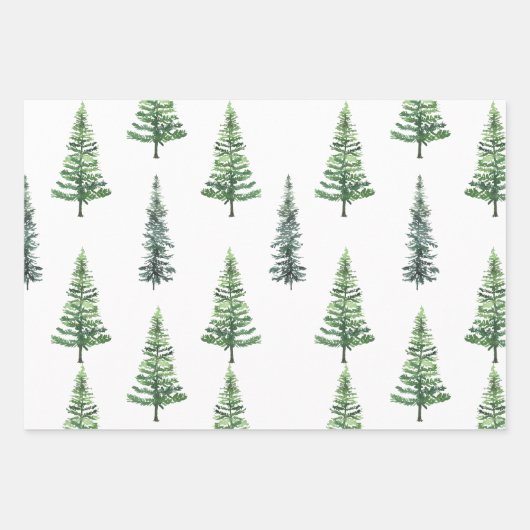 Moderner Weihnachtsbaum Grüne Pine Tree Geschenkpapier Set (Vorderseite 2)