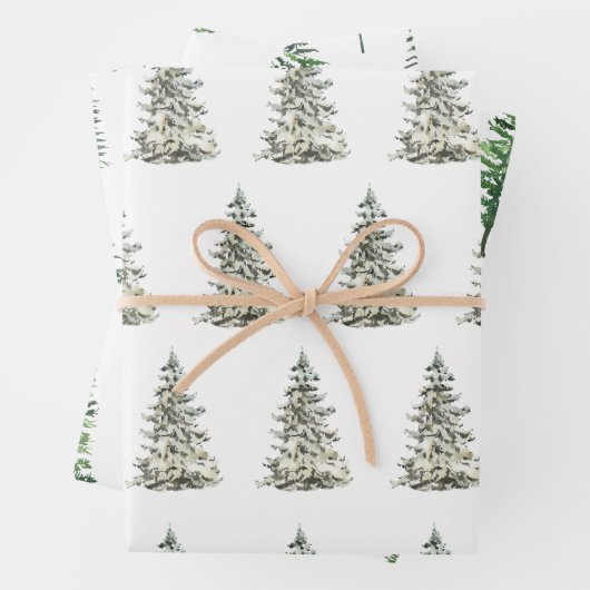Moderner Weihnachtsbaum Grüne Pine Tree Geschenkpapier Set (Beispiel)