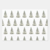Moderner Weihnachtsbaum Grüne Pine Tree Geschenkpapier Set (Vorderseite)