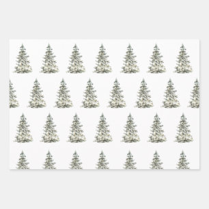 Moderner Weihnachtsbaum Grüne Pine Tree Geschenkpapier Set