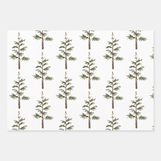 Moderner Weihnachtsbaum Grüne Pine Tree Geschenkpapier Set (Vorderseite 2)