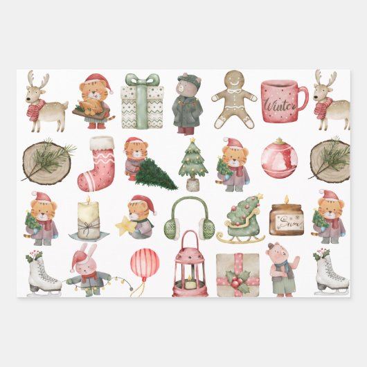 Moderner Weihnachtsbaum Grüne Pine Tree Geschenkpapier Set (Vorderseite 3)