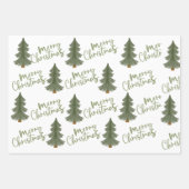 Moderner Weihnachtsbaum Grüne Pine Tree Geschenkpapier Set (Vorderseite)