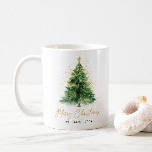 Moderner Weihnachtsbaum im Wasserfarben Non-Foto Kaffeetasse
