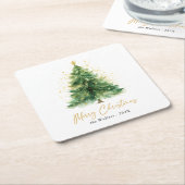 Moderner Weihnachtsbaum im Wasserfarben Non-Foto Rechteckiger Pappuntersetzer (angewinkelt)