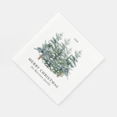 Moderner Weihnachtsbaum im Wasserfarben Non-Foto Serviette (Ecke)