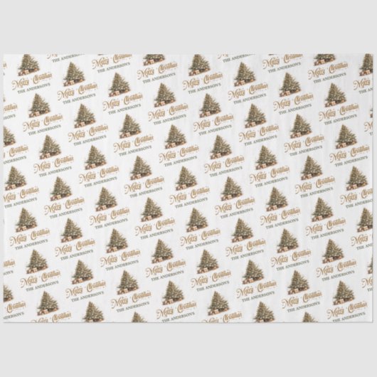 Moderner Weihnachtsbaum in Grün und Kupfer Seidenpapier (Vorderseite)