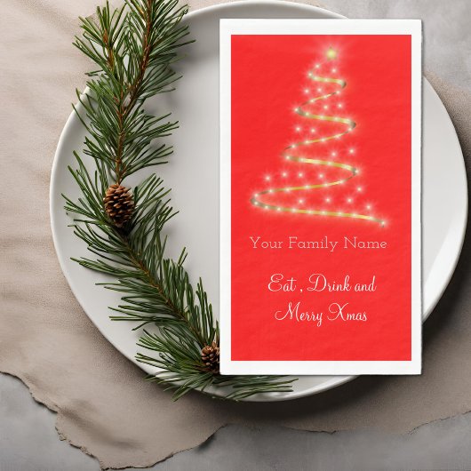 Moderner Weihnachtsbaum in leuchtend roter Farbe Serviette