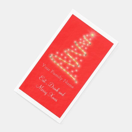 Moderner Weihnachtsbaum in leuchtend roter Farbe Serviette (Ecke)