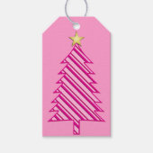 Moderner Weihnachtsbaum in rosa Pfefferminzstreife Geschenkanhänger (Vorderseite)