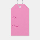 Moderner Weihnachtsbaum in rosa Pfefferminzstreife Geschenkanhänger (Rückseite)