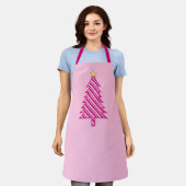 Moderner Weihnachtsbaum in rosa Pfefferminzstreife Schürze (Getragen)