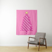 Moderner Weihnachtsbaum in rosa Pfefferminzstreife Wandteppich (Beispiel)