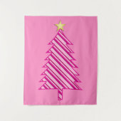 Moderner Weihnachtsbaum in rosa Pfefferminzstreife Wandteppich (Vorderseite)