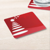 Moderner Weihnachtsbaum in Rot Rechteckiger Pappuntersetzer (angewinkelt)