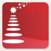 Moderner Weihnachtsbaum in Rot Rechteckiger Pappuntersetzer (Vorderseite)