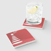 Moderner Weihnachtsbaum in Rot Steinuntersetzer (Seitenansicht)