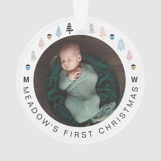 Moderner Weihnachtsbaum Mehrere Fotos Ornament (Rückseite)