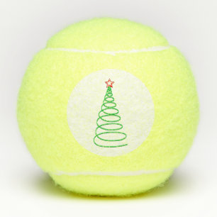 Moderner Weihnachtsbaum mit Red Star Holiday Tenni Tennisbälle
