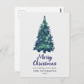 Moderner Weihnachtsbaum mit schneebedecktem Grün Postkarte (Vorne/Hinten)