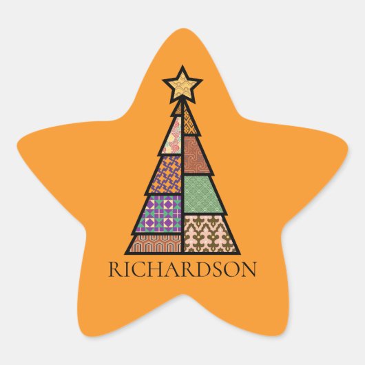 Moderner Weihnachtsbaum Mitte des Jahrhunderts mit Stern-Aufkleber (Vorderseite)