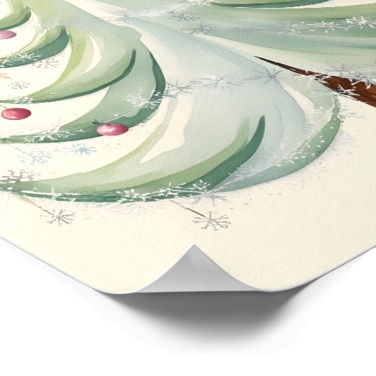 Moderner Weihnachtsbaum Mitte des Jahrhunderts Poster (Ecke)