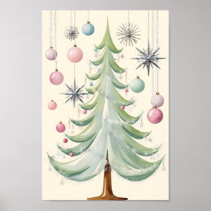 Moderner Weihnachtsbaum Mitte des Jahrhunderts Poster