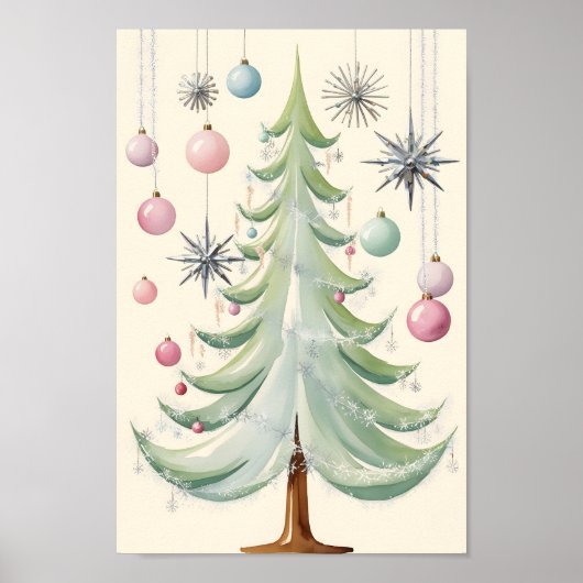 Moderner Weihnachtsbaum Mitte des Jahrhunderts Poster (Vorne)