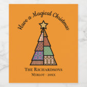 Moderner Weihnachtsbaum Mitte des Jahrhunderts Weinetikett (Einzelnes Label)