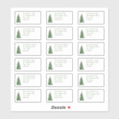 Moderner Weihnachtsbaum - Name und Anschrift Aufkleber (Blatt)
