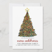 Moderner Weihnachtsbaum New Address Holiday Moving Ankündigung (Vorderseite)