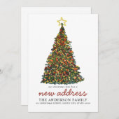 Moderner Weihnachtsbaum New Address Holiday Moving Ankündigung (Vorne/Hinten)