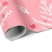 Moderner Weihnachtsbaum Nordic Deer Pink Geschenkpapier (Rolleneckpunkt)