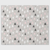 Moderner Weihnachtsbaum Pink Black Gray Urlaub Geschenkpapier (Flach)