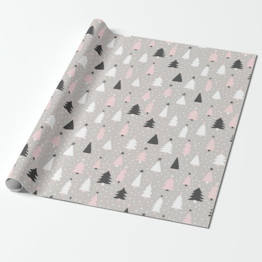 Moderner Weihnachtsbaum Pink Black Gray Urlaub Geschenkpapier (Ungerollt)