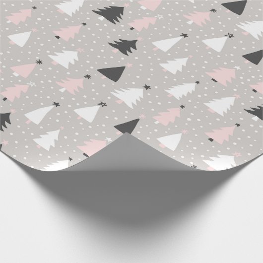Moderner Weihnachtsbaum Pink Black Gray Urlaub Geschenkpapier (Ecke)