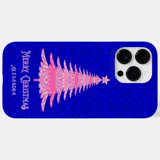 Moderner Weihnachtsbaum Pink Personalisiert Sparkl Case-Mate iPhone Hülle (Rückseite (Horizontal))