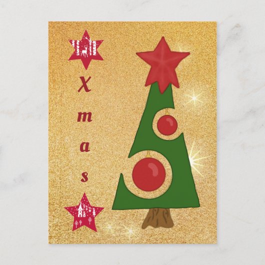 Moderner Weihnachtsbaum Postkarte (Vorderseite)