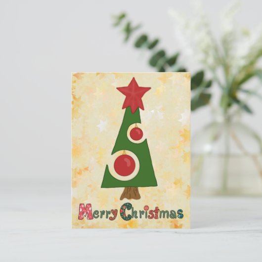 Moderner Weihnachtsbaum Postkarte (Stehend Vorderseite)