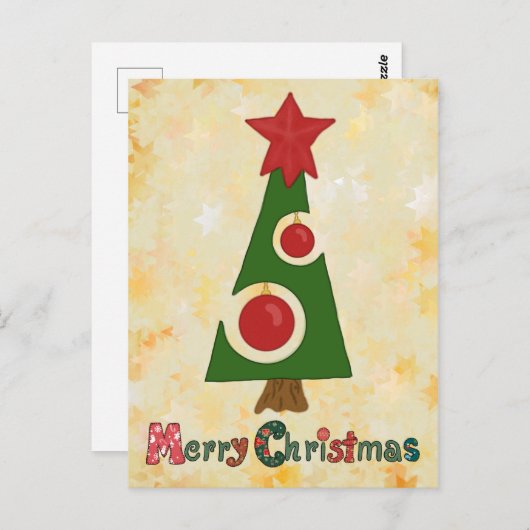 Moderner Weihnachtsbaum Postkarte (Vorne/Hinten)